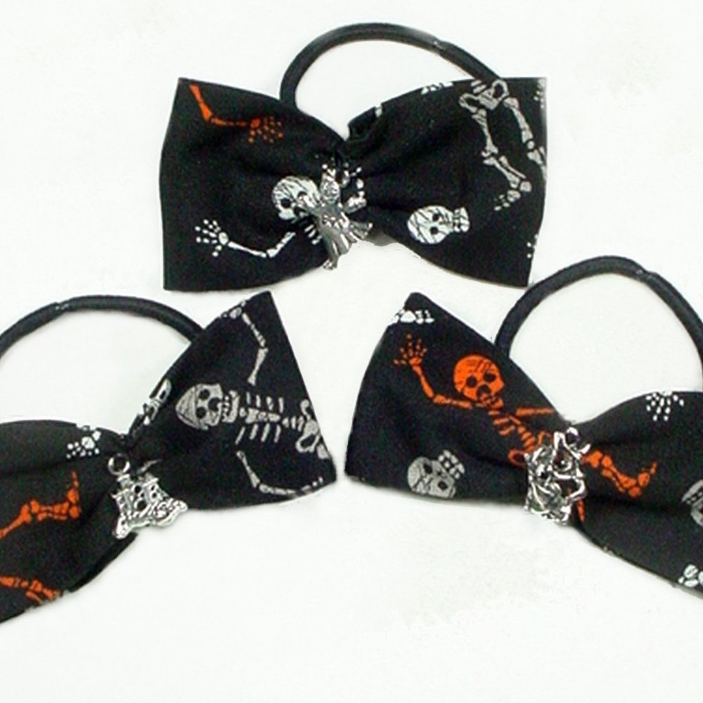 3 HALLOWEEN HAIR BOWS DANCING SKELETONS WITCH GHOST HAUNTED HOUSE CHARMS #4